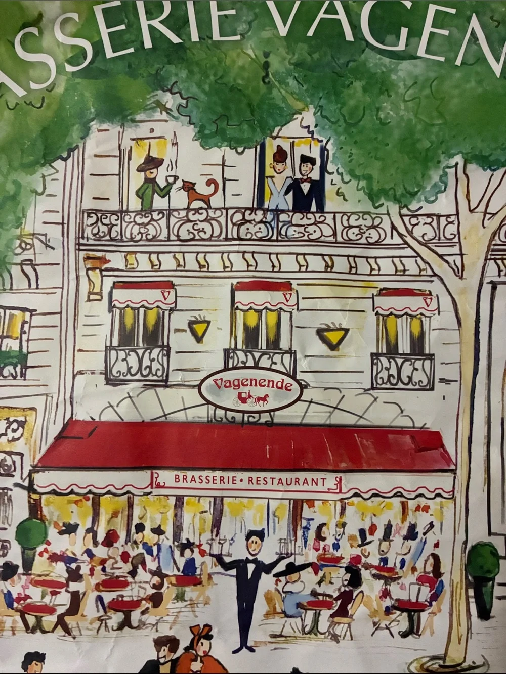 Paris Brasserie Wall Art - Red, Green, White